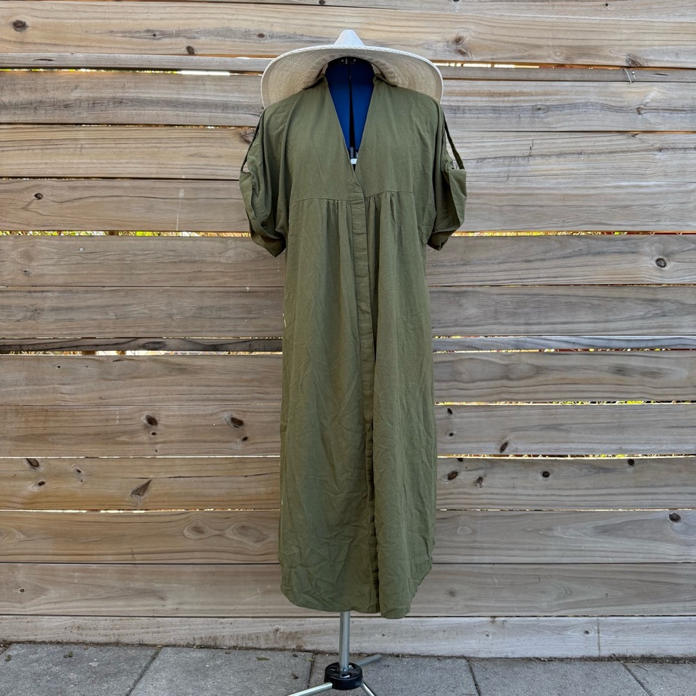 Olive Green Lightweight Midi Dress